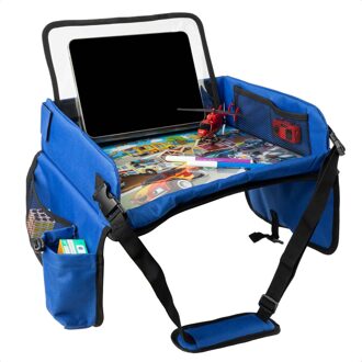 Imoshion Reistafel - tablethouder auto - 7 opbergvakken - inclusief 2 kleurplaten - Blauw - 13