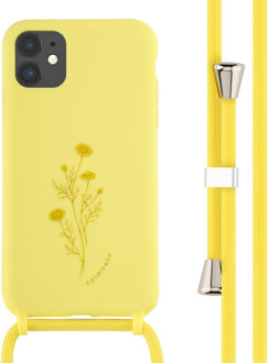 Imoshion Siliconen design hoesje met koord voor de Apple iPhone 11 - Flower Yellow Geel