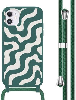 Imoshion Siliconen design hoesje met koord voor de Apple iPhone 11 - Petrol Green Groovy Meerkleurig