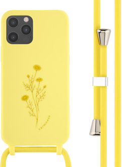 Imoshion Siliconen design hoesje met koord voor de Apple iPhone 12 (Pro) - Flower Yellow Geel