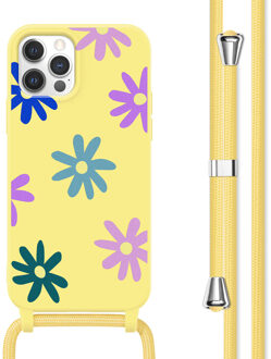 Imoshion Siliconen design hoesje met koord voor de Apple iPhone 12 (Pro) - Yellow Flower Distance Meerkleurig