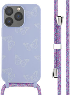 Imoshion Siliconen design hoesje met koord voor de Apple iPhone 13 Pro - Butterfly Meerkleurig