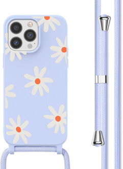 Imoshion Siliconen design hoesje met koord voor de Apple iPhone 13 Pro - Lila Flower Distance Meerkleurig