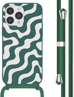 Imoshion Siliconen design hoesje met koord voor de Apple iPhone 13 Pro Max - Petrol Green Groovy Meerkleurig
