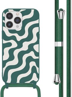 Imoshion Siliconen design hoesje met koord voor de Apple iPhone 13 Pro - Petrol Green Groovy Meerkleurig