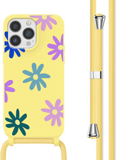 Imoshion Siliconen design hoesje met koord voor de Apple iPhone 13 Pro - Yellow Flower Distance Meerkleurig