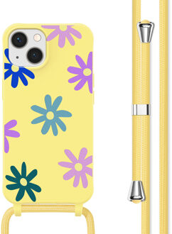 Imoshion Siliconen design hoesje met koord voor de Apple iPhone 13 - Yellow Flower Distance Meerkleurig