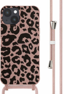 Imoshion Siliconen design hoesje met koord voor de Apple iPhone 14 - Animal Pink Meerkleurig