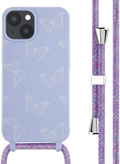 Imoshion Siliconen design hoesje met koord voor de Apple iPhone 14 - Butterfly Meerkleurig