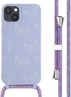 Imoshion Siliconen design hoesje met koord voor de Apple iPhone 14 Plus - Butterfly Meerkleurig