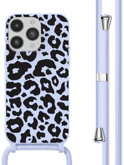 Imoshion Siliconen design hoesje met koord voor de Apple iPhone 14 Pro - Animal Lila Meerkleurig