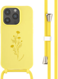Imoshion Siliconen design hoesje met koord voor de Apple iPhone 14 Pro - Flower Yellow Geel