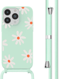 Imoshion Siliconen design hoesje met koord voor de Apple iPhone 14 Pro - Green Flower Distance Meerkleurig