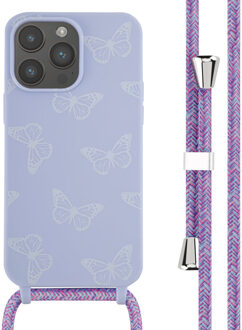 Imoshion Siliconen design hoesje met koord voor de Apple iPhone 14 Pro Max - Butterfly Meerkleurig