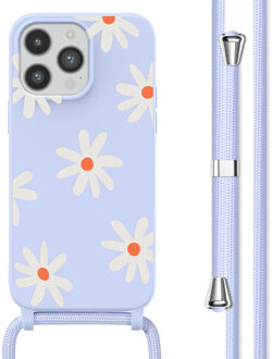 Imoshion Siliconen design hoesje met koord voor de Apple iPhone 14 Pro Max - Lila Flower Distance Meerkleurig