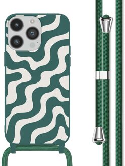 Imoshion Siliconen design hoesje met koord voor de Apple iPhone 14 Pro - Petrol Green Groovy Meerkleurig