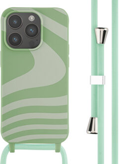 Imoshion Siliconen design hoesje met koord voor de Apple iPhone 14 Pro - Retro Green Groen