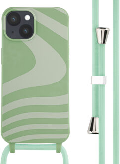Imoshion Siliconen design hoesje met koord voor de Apple iPhone 14 - Retro Green Groen