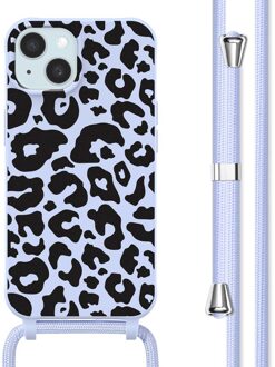 Imoshion Siliconen design hoesje met koord voor de Apple iPhone 15 - Animal Lila Meerkleurig