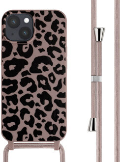 Imoshion Siliconen design hoesje met koord voor de Apple iPhone 15 - Animal Pink Meerkleurig