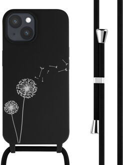Imoshion Siliconen design hoesje met koord voor de Apple iPhone 15 - Dandelion Black Zwart