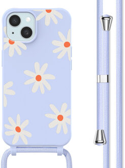 Imoshion Siliconen design hoesje met koord voor de Apple iPhone 15 - Lila Flower Distance Meerkleurig