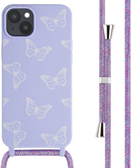 Imoshion Siliconen design hoesje met koord voor de Apple iPhone 15 Plus - Butterfly Meerkleurig