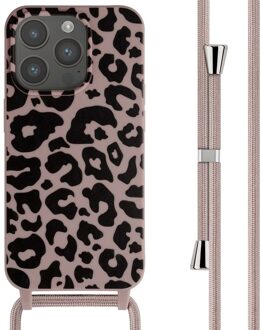 Imoshion Siliconen design hoesje met koord voor de Apple iPhone 15 Pro - Animal Pink Meerkleurig
