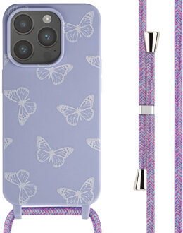Imoshion Siliconen design hoesje met koord voor de Apple iPhone 15 Pro - Butterfly Meerkleurig