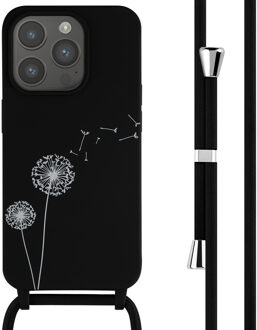 Imoshion Siliconen design hoesje met koord voor de Apple iPhone 15 Pro - Dandelion Black Zwart