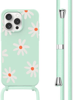 Imoshion Siliconen design hoesje met koord voor de Apple iPhone 15 Pro - Green Flower Distance Meerkleurig
