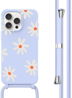 Imoshion Siliconen design hoesje met koord voor de Apple iPhone 15 Pro - Lila Flower Distance Meerkleurig
