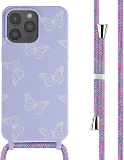 Imoshion Siliconen design hoesje met koord voor de Apple iPhone 15 Pro Max - Butterfly Meerkleurig