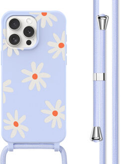 Imoshion Siliconen design hoesje met koord voor de Apple iPhone 15 Pro Max - Lila Flower Distance Meerkleurig