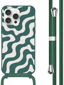 Imoshion Siliconen design hoesje met koord voor de Apple iPhone 15 Pro Max - Petrol Green Groovy Meerkleurig
