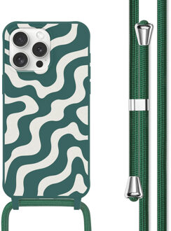 Imoshion Siliconen design hoesje met koord voor de Apple iPhone 15 Pro - Petrol Green Groovy Meerkleurig