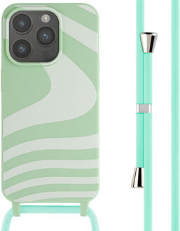 Imoshion Siliconen design hoesje met koord voor de Apple iPhone 15 Pro - Retro Green Groen