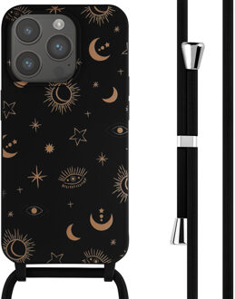 Imoshion Siliconen design hoesje met koord voor de Apple iPhone 15 Pro - Sky Black Zwart