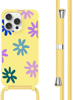 Imoshion Siliconen design hoesje met koord voor de Apple iPhone 15 Pro - Yellow Flower Distance Meerkleurig