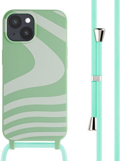 Imoshion Siliconen design hoesje met koord voor de Apple iPhone 15 - Retro Green Groen