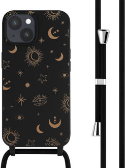 Imoshion Siliconen design hoesje met koord voor de Apple iPhone 15 - Sky Black Zwart