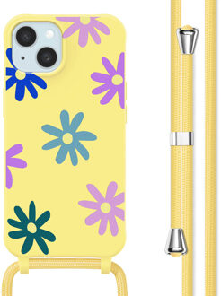 Imoshion Siliconen design hoesje met koord voor de Apple iPhone 15 - Yellow Flower Distance Meerkleurig