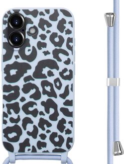 Imoshion Siliconen design hoesje met koord voor de Apple iPhone 16 - Animal Lila Meerkleurig