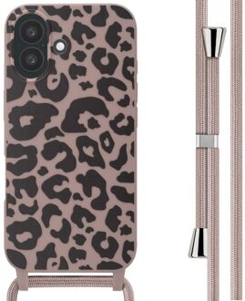 Imoshion Siliconen design hoesje met koord voor de Apple iPhone 16 - Animal Pink Meerkleurig