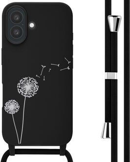 Imoshion Siliconen design hoesje met koord voor de Apple iPhone 16 - Dandelion Black Meerkleurig