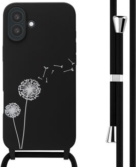 Imoshion Siliconen design hoesje met koord voor de Apple iPhone 16 Plus - Dandelion Black Meerkleurig