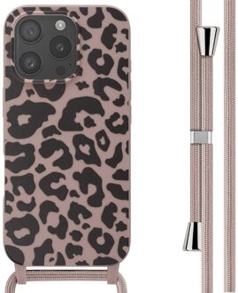Imoshion Siliconen design hoesje met koord voor de Apple iPhone 16 Pro - Animal Pink Meerkleurig