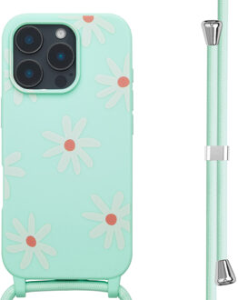 Imoshion Siliconen design hoesje met koord voor de Apple iPhone 16 Pro - Green Flower Distance Meerkleurig