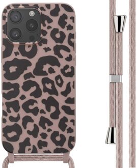 Imoshion Siliconen design hoesje met koord voor de Apple iPhone 16 Pro Max - Animal Pink Meerkleurig