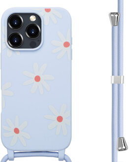 Imoshion Siliconen design hoesje met koord voor de Apple iPhone 16 Pro Max - Lila Flower Distance Meerkleurig